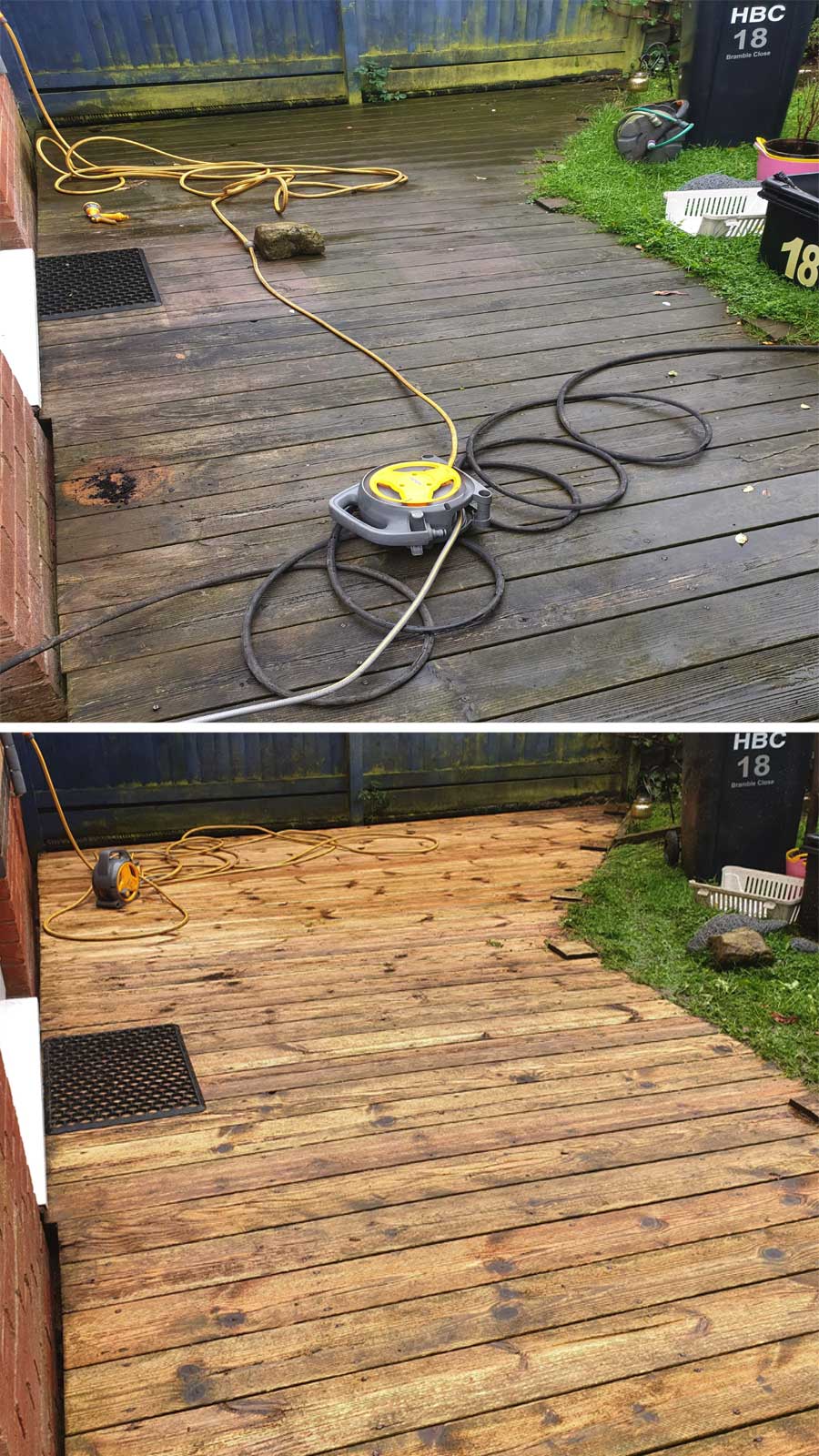 Decking before and after cleaning